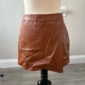 Iris Tan Leather Mini Skirt